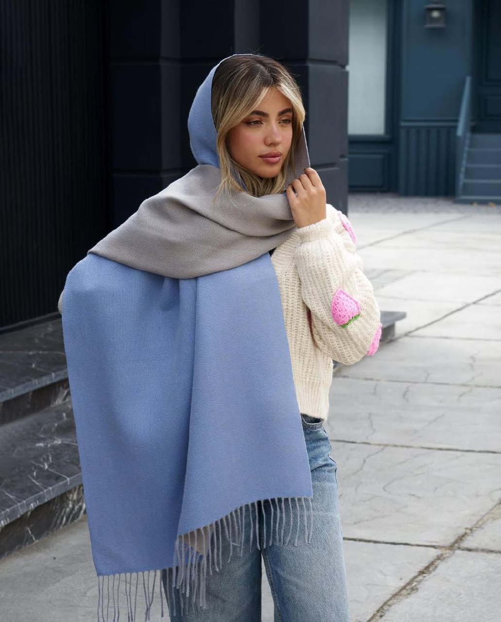 شال زنانه دو رو موهر گرنسی وارداتی